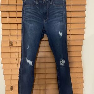 Hollister Blue Skinny Jeans with Distressed Detailing
